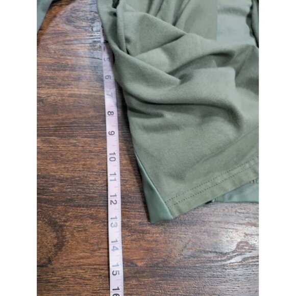 Blank NYC Faux Suede Leather Draped Moto Asymmetrical Jacket Green XS - Picture 14 of 15